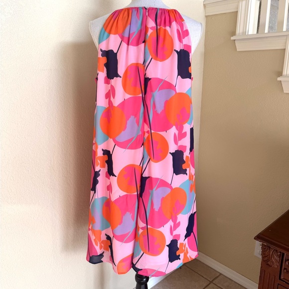 Sam Edelman Deco Trapeze Dress Chiffon Pink Multi - Picture 2 of 9